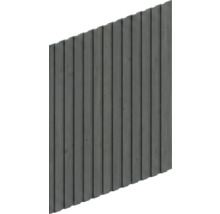 Sichtschutzelement aus Holz mit vertikalen Lamellen in Anthrazit.