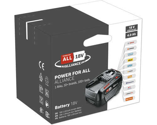 Power for All Alliance 18 Volt Lithium-Ionen-Akku mit 4,0 Amperestunden in Verpackung