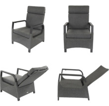 Gartenstuhl aus Polyrattan in vier Ansichten