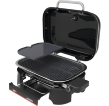Weber Elektrogrill Lumin mit offenem Deckel, Grillrost, Plancha-Einsatz und ausziehbarer Fettauffangschale.