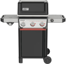 Weber Gasgrill Spirit mit drei Reglern, Weber Logo auf dem Deckel, Seitenablagen und einer digitalen Anzeige.