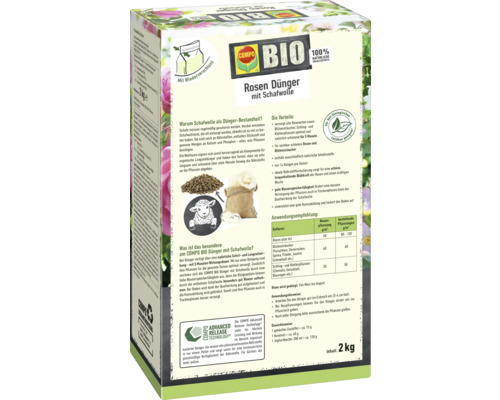 COMPO Bio Rosendünger mit Schafwolle, 2 Kilogramm