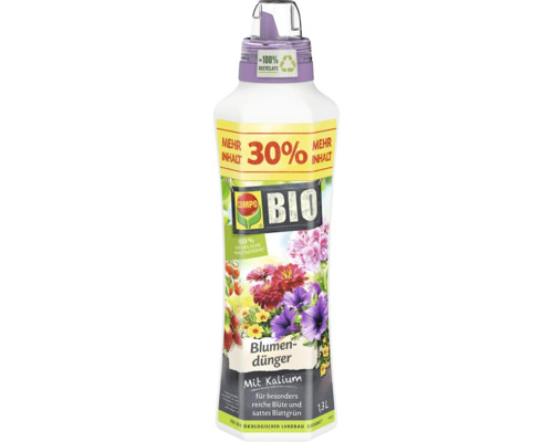 COMPO Bio Blumendünger mit Kalium, 1,3 Liter Flasche