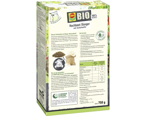 Compo Bio Hochbeet Dünger mit Schafwolle, 750 Gramm Packung