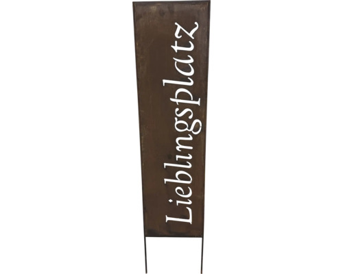 Metallwand Lafiora Lieblingsplatz Metall 35 x 150 cm rostbraun Dekoratives Schild mit der Aufschrift Lieblingsplatz