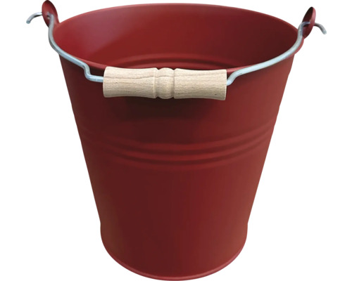 Eimer aus Metall mit Holzgriff