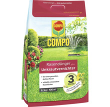 COMPO Rasendünger plus Unkrautvernichter Packung, 12 Kilogramm für 400 Quadratmeter