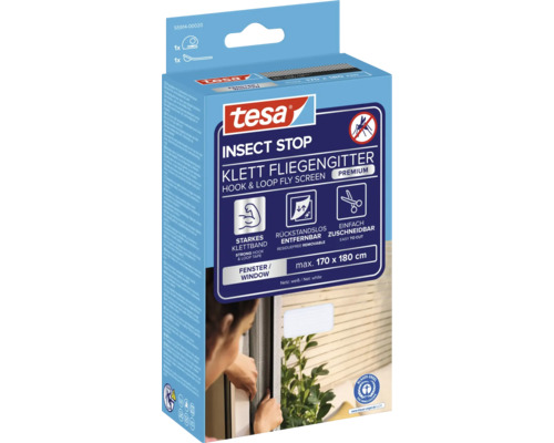 Tesa Insect Stop Klett Fliegengitter Premium, maximale Größe 170 mal 180 Zentimeter