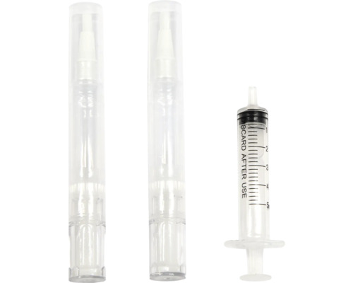 Ausbesserungsset 3-tlg. Drei transparente Applikationsspritzen mit Dosierungsanzeige