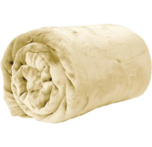 Zusammengerollte weiche Wohndecke aus Fleece.