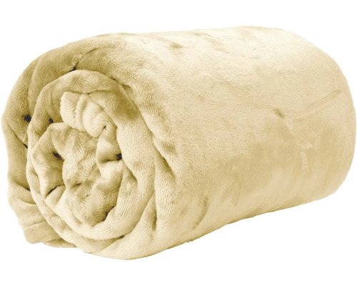 Zusammengerollte weiche Wohndecke aus Fleece.