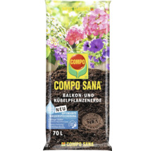 70 Liter Sack COMPO SANA Balkon- und Kübelpflanzenerde mit optimierter Wasserspeicherung durch Aqua Depot und Nährstoffversorgung für 12 Wochen.