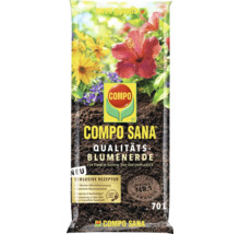 Compo Sana Qualitäts-Blumenerde 70 Liter für Zimmer-, Balkon- und Gartenpflanzen, mit 12 Wochen Nährstoffversorgung.