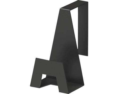 Schwarzer Handtuchhaken aus Metall zum Einhängen an Schranktüren oder Heizkörpern im modernen Design.