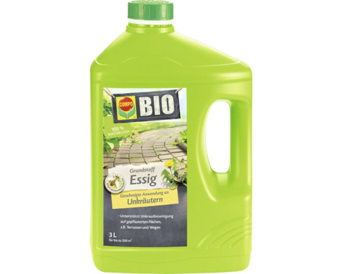 Compo Bio Grundstoff Essig Unkrautvernichter, 3 Liter Kanister für bis zu 500 Quadratmeter, natürlich und nicht bienengefährlich.