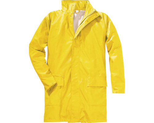 Puplus Regenjacke gelb Gr. M Gelber Regenmantel mit Reißverschluss, Druckknopfleiste und zwei Fronttaschen mit Patten.