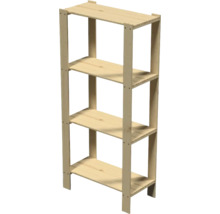 Holzregal aus Nadelholz mit vier Böden zur Aufbewahrung.