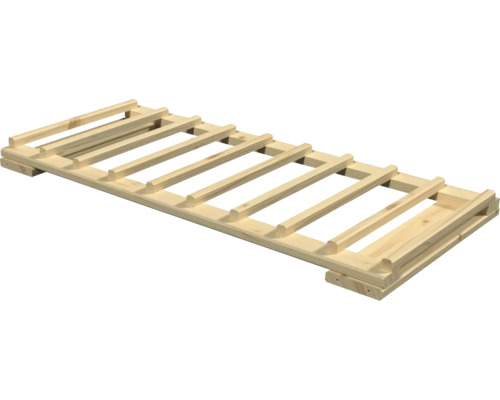 Weinregal-Modul aus naturbelassenem Holz für die liegende Lagerung von Flaschen.