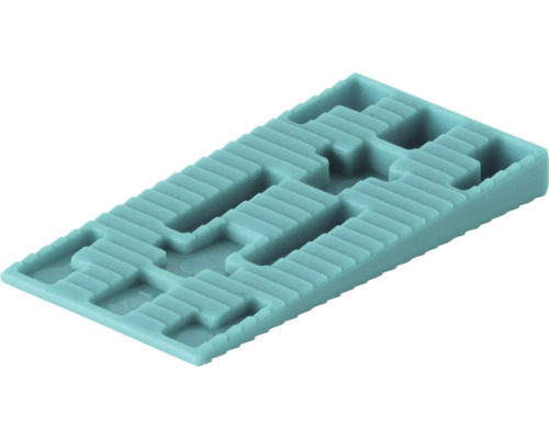 Ausgleichskeil aus Kunststoff mit geriffelter Oberfläche für präzises Nivellieren.