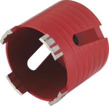 Diamant-Dosenbohrer in Rot mit segmentierten Schneidrändern für Bohrungen in Stein und Beton.