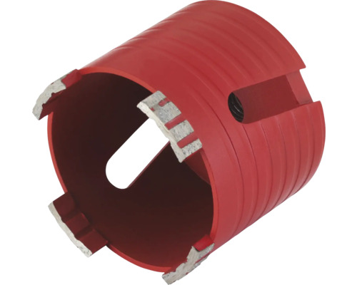 Diamant-Dosenbohrer in Rot mit segmentierten Schneidrändern für Bohrungen in Stein und Beton.