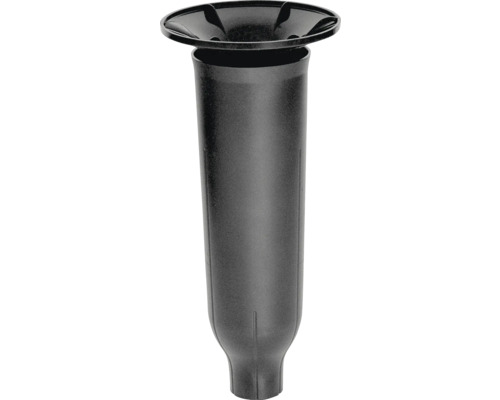 Schwarze Grabvase aus Kunststoff zum Einstecken in den Boden.