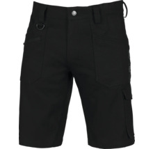 Schwarze Arbeitsshorts mit Gürtelschlaufen, D-Ring und mehreren Taschen.