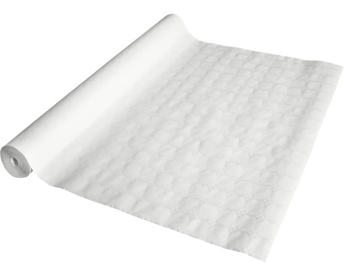 Weiße Rolle Anstrichvlies mit geometrischer quadratischer Struktur.