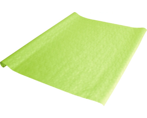 Hellgrüne Dekorfolie oder Geschenkpapier, teilweise von einer Rolle abgerollt.