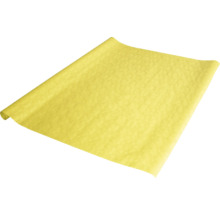 Rolle aus gelbem Krepppapier zum Basteln und Dekorieren, teilweise ausgerollt.