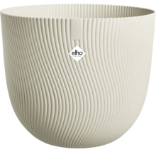 elho Blumentopf mit gewellter Rippenstruktur in Cremeweiß.