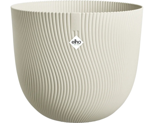 elho Blumentopf mit gewellter Rippenstruktur in Cremeweiß.
