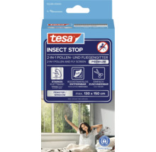 tesa Insect Stop 2-in-1 Pollen- und Fliegengitter Premium für Fenster, maximal 130 mal 150 Zentimeter, mit Klettband.