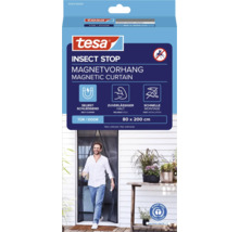 tesa Insect Stop Magnetvorhang für Türen in Anthrazit, 80 mal 200 Zentimeter, selbstschließend mit Blauem Engel Umweltsiegel.