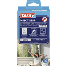 tesa Logo. tesa Insect Stop 2 in 1 Pollen- und Fliegengitter Premium, anthrazit, maximal 150 mal 180 Zentimeter, Klettband, Blauer Engel Siegel.