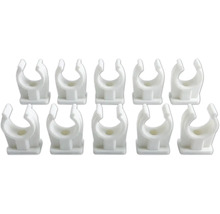 Weiße Rohrclips aus Kunststoff, 10 Stück