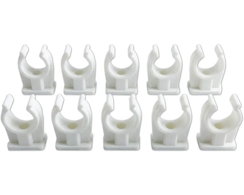 Weiße Rohrclips aus Kunststoff, 10 Stück