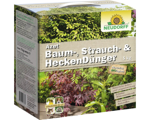Neudorff Azet Baum-, Strauch- und Heckendünger, 5 Kilogramm, biologischer Dünger mit Mykorrhiza und Mikroorganismen.