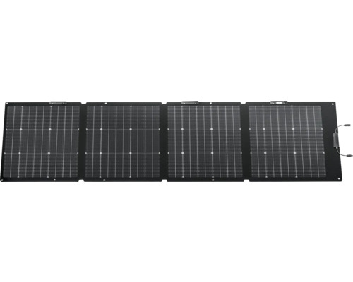 Faltbares Solarpanel mit vier monokristallinen Modulen für mobile Stromversorgung.