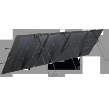 Faltbares tragbares Solarpanel mit vier Segmenten und integrierten Aufstellfüßen zur optimalen Ausrichtung