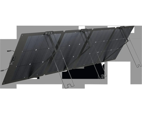 Faltbares tragbares Solarpanel mit vier Segmenten und integrierten Aufstellfüßen zur optimalen Ausrichtung
