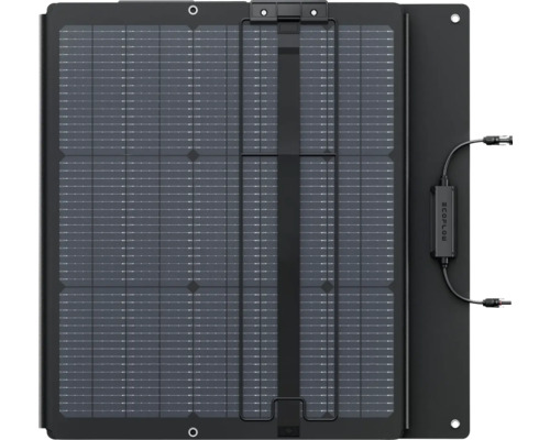 EcoFlow tragbares Solarpanel mit Anschlusskabeln und Befestigungsösen.
