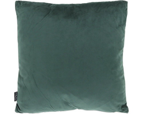 Quadratisches Zierkissen aus Samt in Dunkelgrün.
