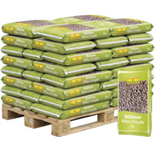 FloraSelf Blähton 30 Liter auf einer Holzpalette gestapelt, Drainage und Pflanzsubstrat für Zimmerpflanzen und den Garten.