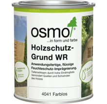 Osmo Holzschutz-Grund WR farblos, flüssige Imprägnierung für Holz im Außenbereich in einer Metalldose.
