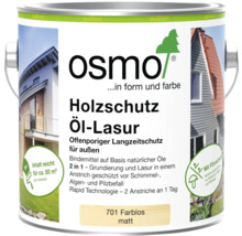 Osmo Holzschutz Öl-Lasur 701 Farblos matt, 2 in 1 Grundierung und Lasur für außen, schützt vor Schimmel und Algen, circa 50 Quadratmeter.