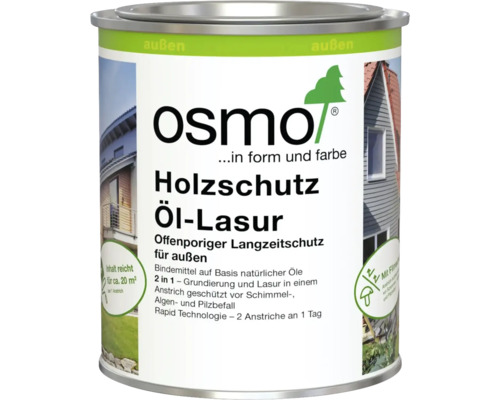 Osmo Holzschutz Öl-Lasur für außen, 2-in-1 Grundierung und Lasur für offenporigen Langzeitschutz auf Basis natürlicher Öle.