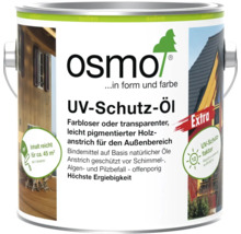 Osmo UV-Schutz-Öl Extra für den Außenbereich, farbloser Holzanstrich auf Naturölbasis, Reichweite circa 45 Quadratmeter.
