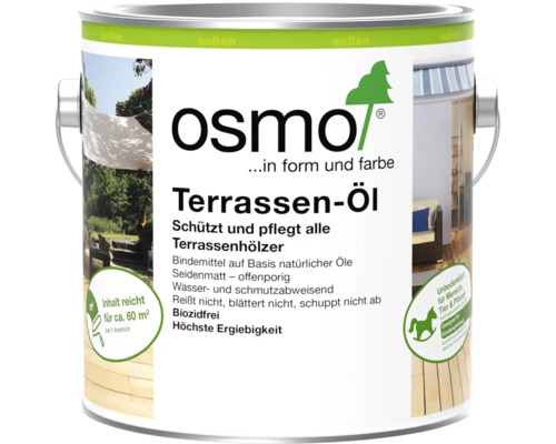 Osmo Terrassen-Öl für den Außenbereich zur Pflege und zum Schutz von Terrassenhölzern in einer Metalldose.