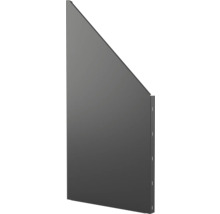 Schräge Seitenwand aus Metall in Anthrazit für ein Gerätehaus.